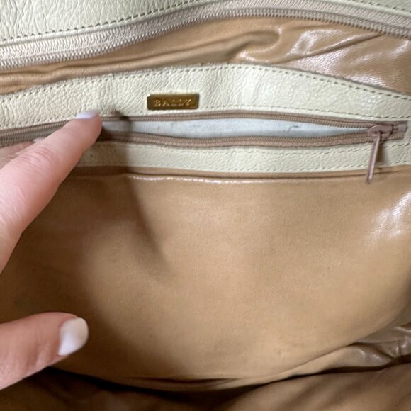 Vintage BALLY Large Ivory/Brown Leather Shoulder Bag - Picture 8 of 10
